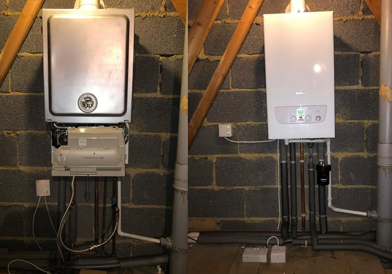 new gas boiler installation before and after Surrey